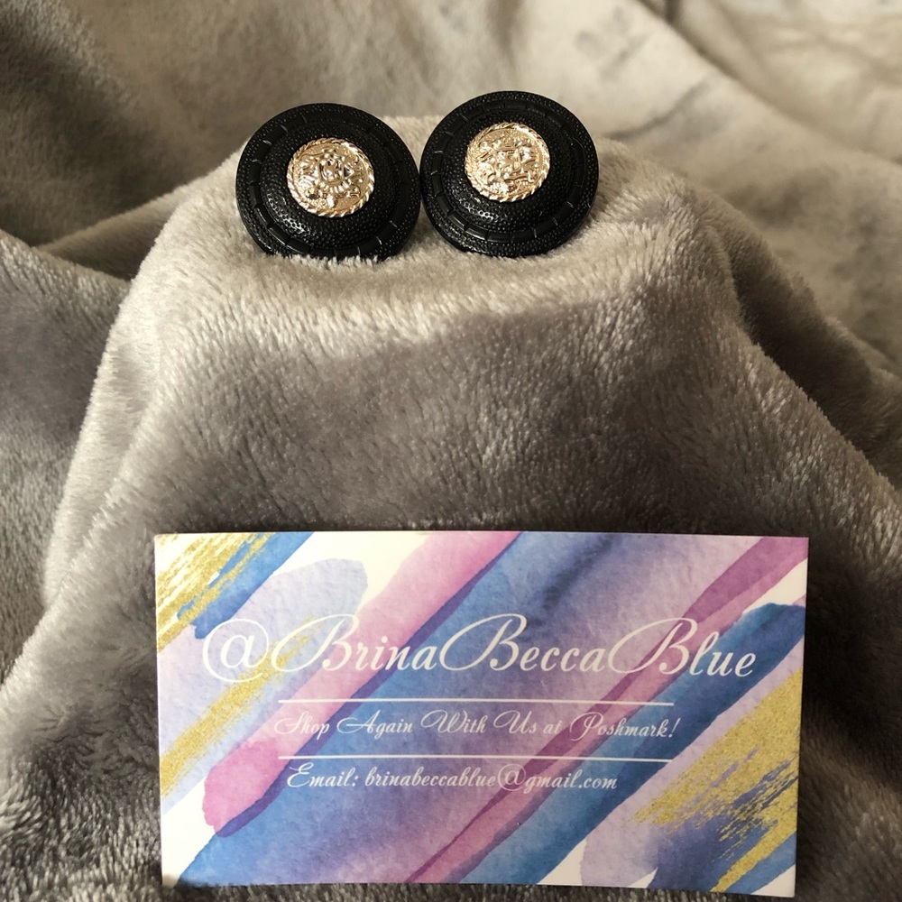 Today Buy One Get One! Raven Black Round Earrings